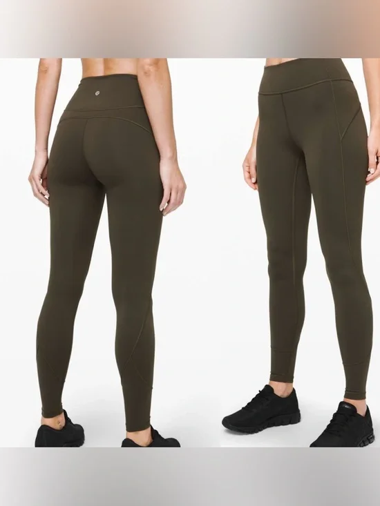 Lululemon In Movement 7/8 Tight Dark Olive Green - Picture 1 of 9